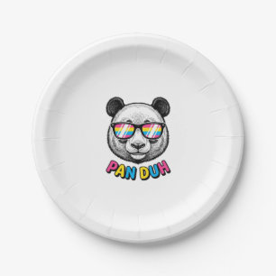 Funny Panda Sunglasses Vintage Engraving Shirt Des Paper Plate