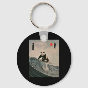 Funny Panda Surfing Saying Japanese Wave Meme Humo Key Ring