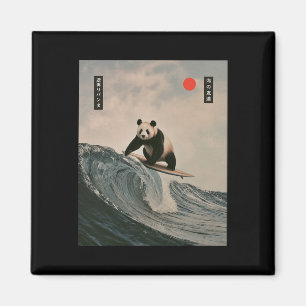 Funny Panda Surfing Saying Japanese Wave Meme Humo Magnet