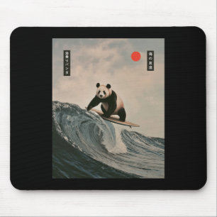 Funny Panda Surfing Saying Japanese Wave Meme Humo Mouse Pad