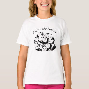 Funny Panda T-Shirt with Text - I Love My Family