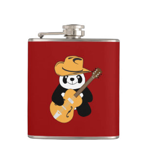 Funny panda with guitar hip flask