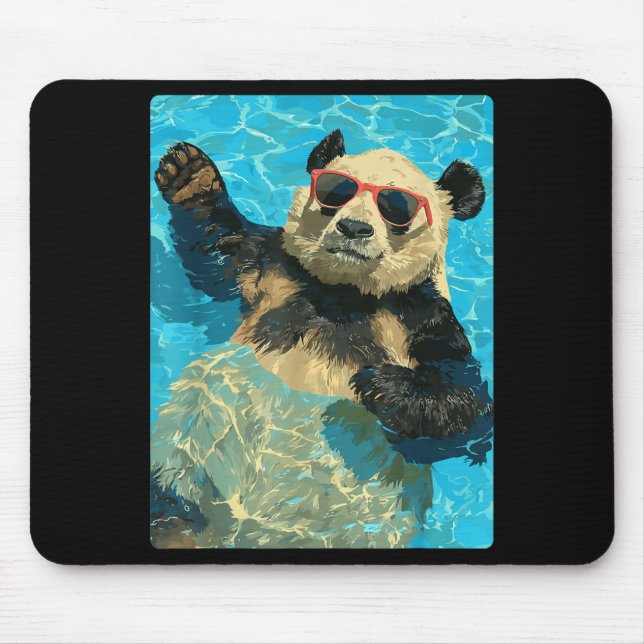 Funny Panda with Sunglasses Cool Summer Animal Mouse Pad (Front)