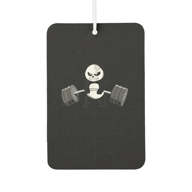 Funny Panda Workout  Kitten Gym Deadlift Power Car Air Freshener (Front)