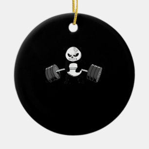 Funny Panda Workout  Kitten Gym Deadlift Power Ceramic Tree Decoration