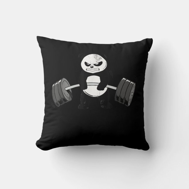 Funny Panda Workout  Kitten Gym Deadlift Power Cushion (Front)