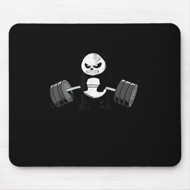 Funny Panda Workout  Kitten Gym Deadlift Power Mouse Pad (Front)