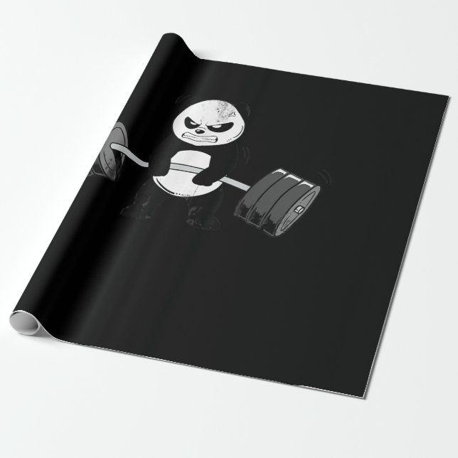 Funny Panda Workout  Kitten Gym Deadlift Power Wrapping Paper (Unrolled)