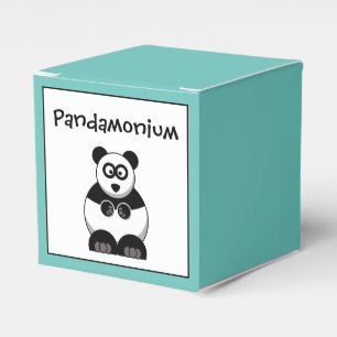 Funny Pandamonium Panda Cartoon, Cute Stress Pun Favour Box
