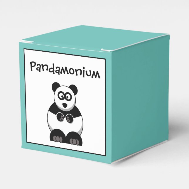 Funny Pandamonium Panda Cartoon, Cute Stress Pun Favour Box (Front Side)