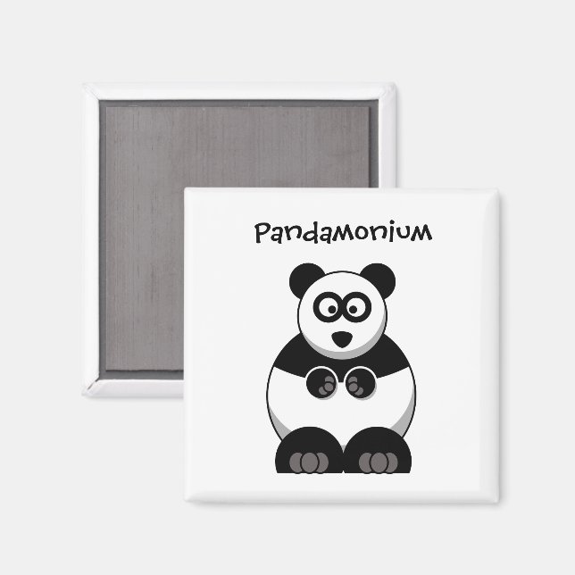 Funny Pandamonium Panda Cartoon, Cute Stress Pun Magnet (Front/Back)