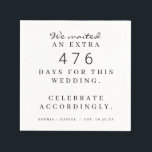 Funny Pandemic Wedding Party Accordingly We Waited Napkin<br><div class="desc">FINALLY! Time to get this party started! Let everyone know just how patient love is with these funny,  editable,  pandemic wedding napkins. Easily edit the number of days you had to wait! Everyone will be sure to celebrate accordingly!</div>