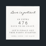 Funny Pandemic Wedding Postponed Love Is Patient Napkin<br><div class="desc">FINALLY! Time to get this party started! Let everyone know just how patient love is with these funny,  editable,  pandemic wedding napkins. Easily edit the number of days you had to wait! Everyone will be sure to celebrate accordingly!</div>