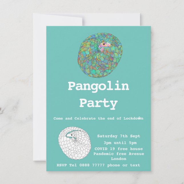 Funny Pangolin lockdown free Covid19 humor Party (Front)