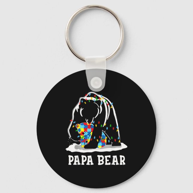 Funny Papa Bear Autism Awareness Autism Matching F Key Ring (Front)