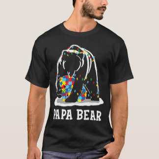 Funny Papa Bear Autism Awareness Autism Matching F T-Shirt