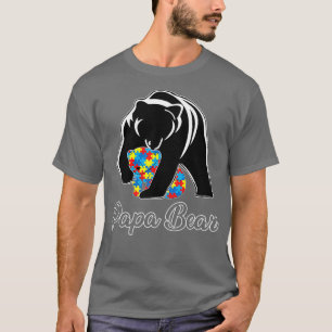 Funny Papa Bear Autism Awareness Autism Matching F T-Shirt