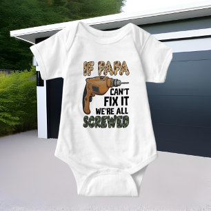 funny Papa fix word art Baby Bodysuit
