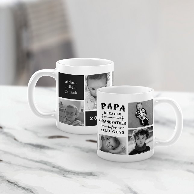 Funny Papa Grandfather Photo Collage Coffee Mug (Creator Uploaded)