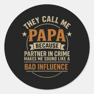 Funny Papa Grandpa Best Papa From Grandkids Papi F Classic Round Sticker