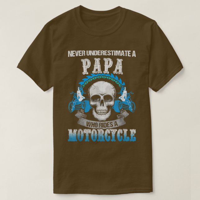 Funny Papa Who Rides A Motorcycle Biker Racing Dad T-Shirt (Design Front)