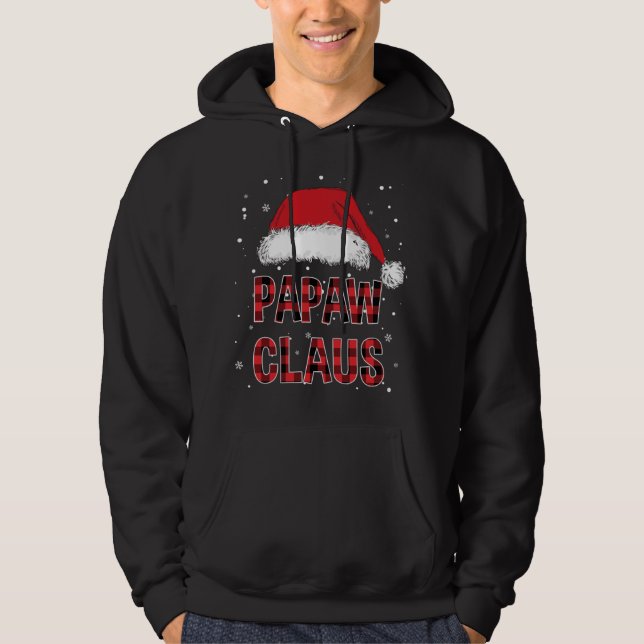 Funny Papaw Claus Red Plaid Christmas Family Pjs M Hoodie (Front)
