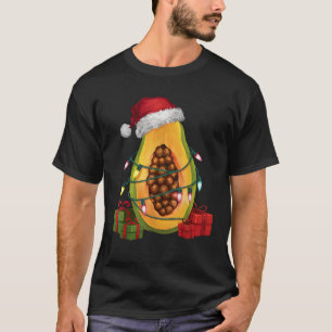Funny Papaya Xmas Lighting Santa Hat Papaya Christ T-Shirt