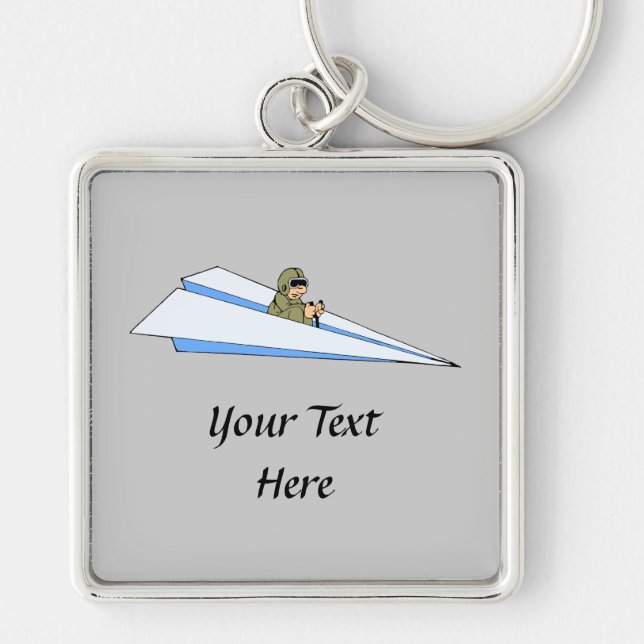Funny Paper Aeroplane Pilot Key Ring (Front)