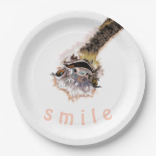 Funny Paper Plates Catchy Ostrich Smile Your Text