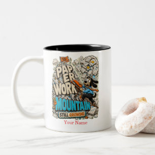Funny Paperwork Mountain Personalised Shirt, Custo Two-Tone Coffee Mug