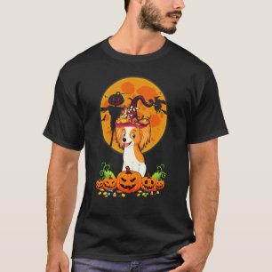 Funny Papillon Dog Witch Pumpkin Happy Halloween C T-Shirt