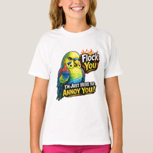 Funny parakeet "Flock you" Annoying bird design T-Shirt