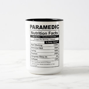 Funny Paramedic Nutrition facts  Two-Tone Coffee Mug