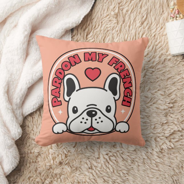 Funny Pardon My French Bulldog Pink Frenchie Dog Cushion (Blanket)