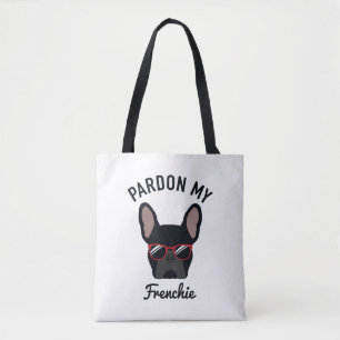 Funny Pardon my Frenchie Black French Bulldog Tote Bag