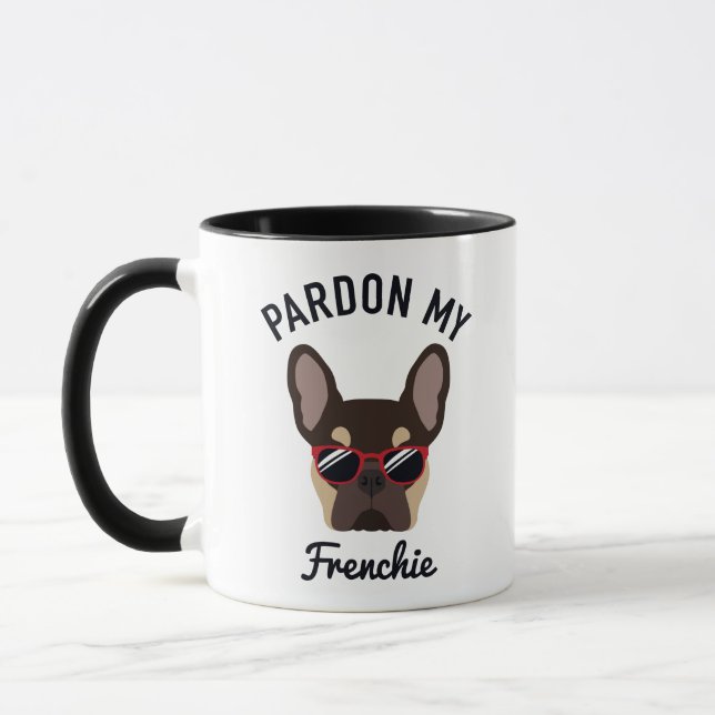 Funny Pardon my Frenchie Brown Tan French Bulldog Mug (Left)