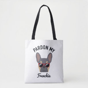 Funny Pardon my Frenchie Lilac Tan French Bulldog Tote Bag