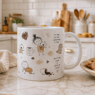 Funny Parent Doodle Art Neutral Family Design Coffee Mug