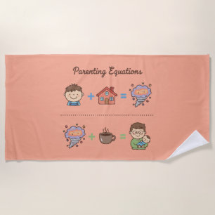 Funny Parenting Equations Relatable Dad & Baby Beach Towel