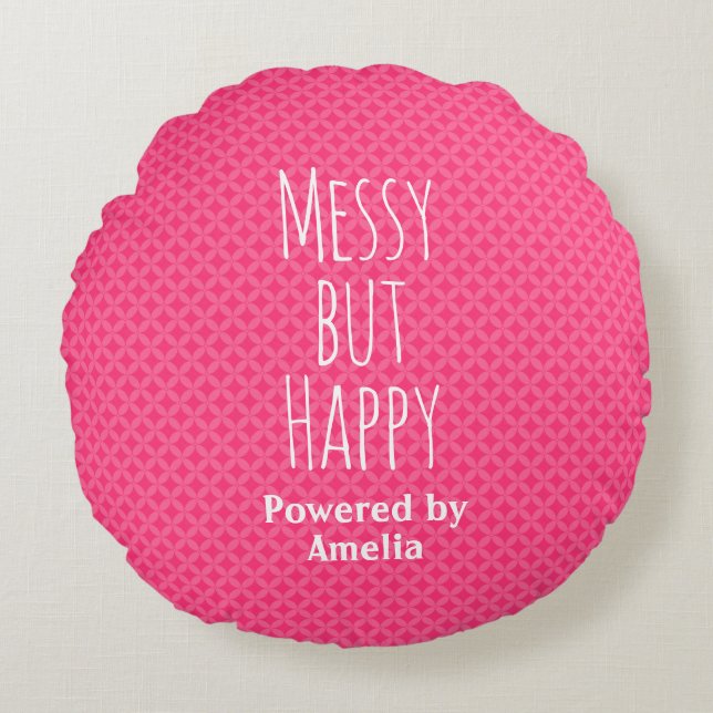 Funny Parenting Jokes with Shippoumon pattern Round Cushion (Front)