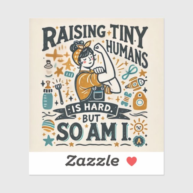 Funny Parenting Magnet - Raising Tiny Humans  (Sheet)