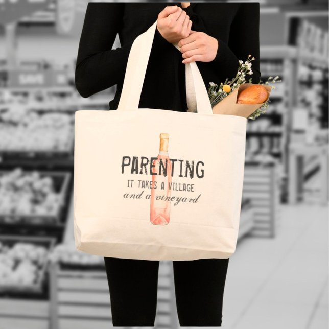 Funny Parenting Village and Vineyard Quote Grocery Tote Bag (Creator Uploaded)