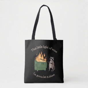 Funny Parody Dumpster Fire Racoon Mental Health Tote Bag