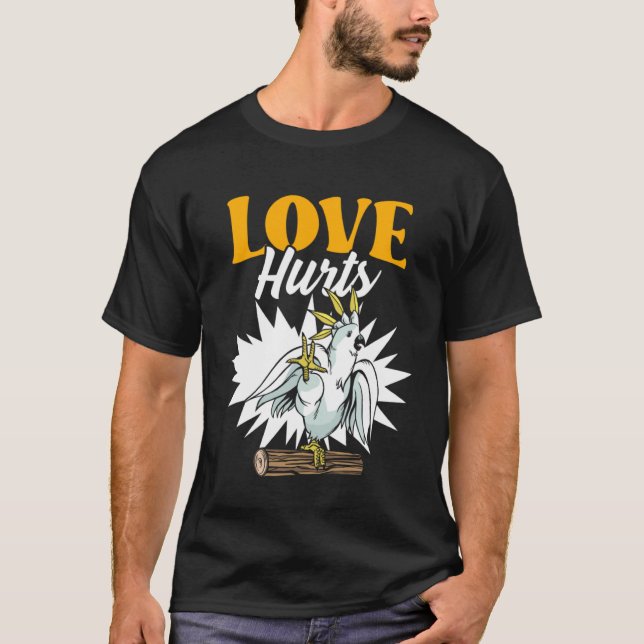 Funny Parrot Biting Finger for Bird Lovers Pullove T-Shirt (Front)