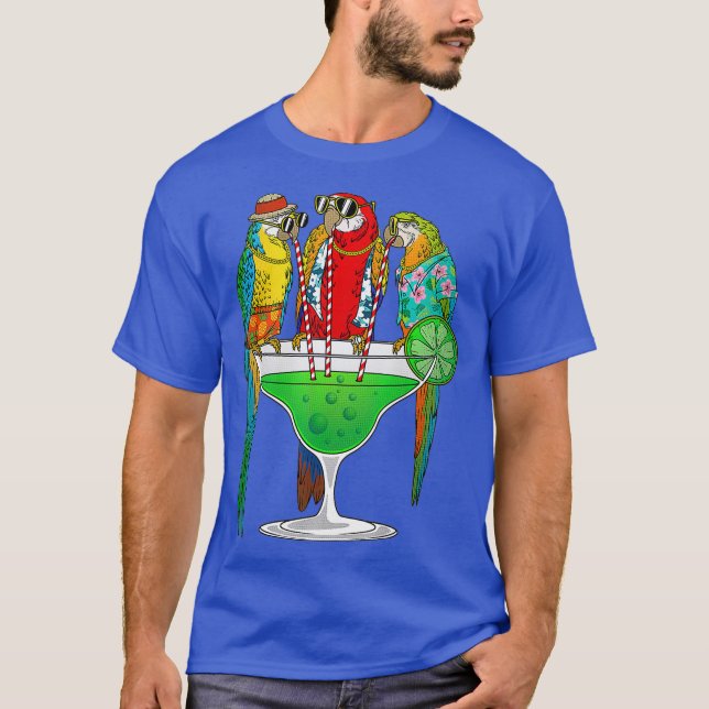 Funny Parrot Hawaiian Margarita Gift For Men T-Shirt (Front)