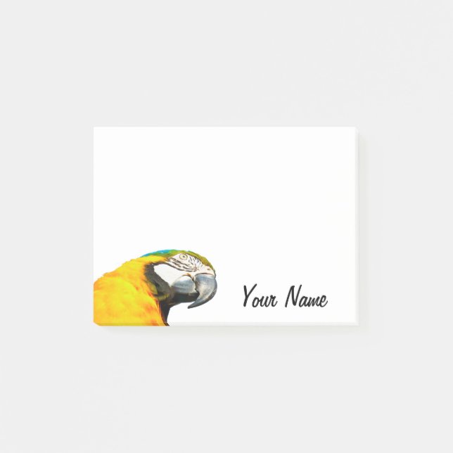 Funny Parrot Portrait Personalised Name Post-it Notes (Front)