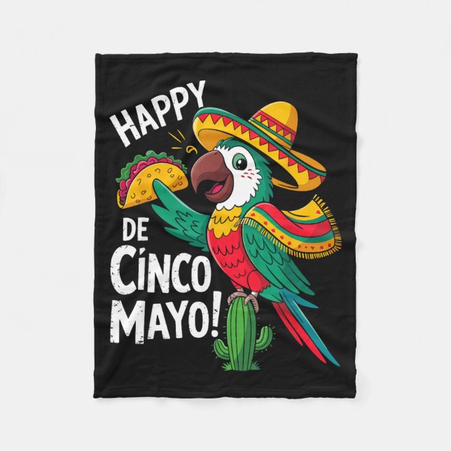 Funny parrot sombrero hat cinco de mayo  fleece blanket (Front)