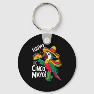 Funny parrot sombrero hat cinco de mayo key ring