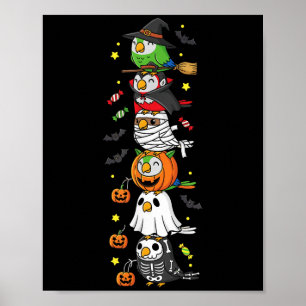 Funny Parrot Witch Vamre Ghost Halloween Kids Mens Poster