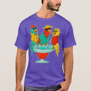 Funny Parrots Drinking Birds Hawaii Tropical T-Shirt